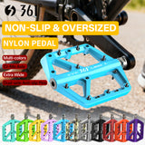 361 ° Mountain Bike Pedals MTB Pedals Flat, Adult Bicycle Road Bike Large Platform Nylon Non-Slip Pedal for Gravel Bike/Hybrid Bike 9/16"