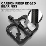 361° Aluminum Alloy Bike Pedals, 3-Bearing Mountain Bike Platform Pedals with Carbon Fiber Bushing & Chromoly Axle, Lightweight Durable Flat Pedals for MTB, Road, Hybrid Bikes