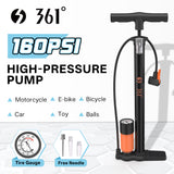 361° YQ-38QB 160PSI High Pressure Floor Pump With Gauge