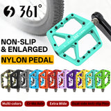 361 ° Mountain Bike Pedals MTB Pedals Flat, Adult Bicycle Road Bike Large Platform Nylon Non-Slip Pedal for Gravel Bike/Hybrid Bike 9/16"