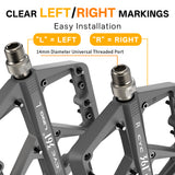 361 ° Mountain Bike Pedals MTB Pedals Flat, Adult Bicycle Road Bike Large Platform Nylon Non-Slip Pedal for Gravel Bike/Hybrid Bike 9/16"