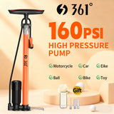361° YQ-6032B 160PSI High Pressure Bike Floor Pump with Gauge