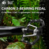 361 ° MTB Flat Pedals Mountain Bike Pedals, 3 Bearings CNC Adult Road Bike Pedals, Bicycle Platform Aluminum Alloy Non-Slip Pedal for Gravel Bike/BMX 9/16"