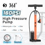 361° YQ-32QB 160PSI High Pressure Bike Floor Pump with Gauge