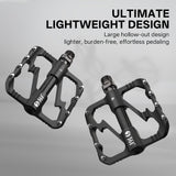 361° Aluminum Alloy Bike Pedals, 3-Bearing Mountain Bike Platform Pedals with Carbon Fiber Bushing & Chromoly Axle, Lightweight Durable Flat Pedals for MTB, Road, Hybrid Bikes