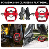 361 °  Mountain Bike Pedals PD-M680 Clip in Clipless Flat Combo Dual Sided - Road Bike MTB Sealed Bearing Bicycle Clips Pedal Compatible with Shimano SPD Cleats