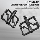 361° Aluminum Alloy Bike Pedals, 3-Bearing Mountain Bike Platform Pedals with Carbon Fiber Bushing & Chromoly Axle, Lightweight Durable Flat Pedals for MTB, Road, Hybrid Bikes