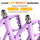 361 ° Mountain Bike Pedals MTB Pedals Flat, Adult Bicycle Road Bike Large Platform Nylon Non-Slip Pedal for Gravel Bike/Hybrid Bike 9/16"