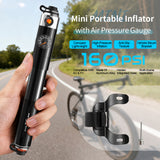 361° YQ-MBP-03 Mini Portable Air Pump With Air Pressure Gauge 160PSI