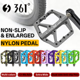 361 ° Mountain Bike Pedals MTB Pedals Flat, Adult Bicycle Road Bike Large Platform Nylon Non-Slip Pedal for Gravel Bike/Hybrid Bike 9/16"