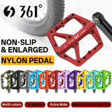 361 ° Mountain Bike Pedals MTB Pedals Flat, Adult Bicycle Road Bike Large Platform Nylon Non-Slip Pedal for Gravel Bike/Hybrid Bike 9/16"