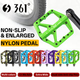 361 ° Mountain Bike Pedals MTB Pedals Flat, Adult Bicycle Road Bike Large Platform Nylon Non-Slip Pedal for Gravel Bike/Hybrid Bike 9/16"