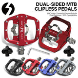 361 °  Mountain Bike Pedals PD-M680 Clip in Clipless Flat Combo Dual Sided - Road Bike MTB Sealed Bearing Bicycle Clips Pedal Compatible with Shimano SPD Cleats