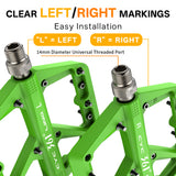 361 ° Mountain Bike Pedals MTB Pedals Flat, Adult Bicycle Road Bike Large Platform Nylon Non-Slip Pedal for Gravel Bike/Hybrid Bike 9/16"