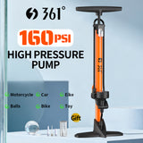 361° YQ-6432N 160PSI High Pressure Bike Floor Pump with Gauge