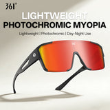 361° Photochromic Cycling Sunglasses for Men Women, Fit Over Prescription Glasses, Myopia Overglasses with Automatic Color Changing Lens, Lightweight Large Frame Sport Eyewear for Riding, Running