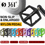 361 ° Mountain Bike Pedals MTB Pedals Flat, Adult Bicycle Road Bike Large Platform Nylon Non-Slip Pedal for Gravel Bike/Hybrid Bike 9/16"