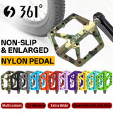 361 ° Mountain Bike Pedals MTB Pedals Flat, Adult Bicycle Road Bike Large Platform Nylon Non-Slip Pedal for Gravel Bike/Hybrid Bike 9/16"