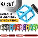 361 ° Mountain Bike Pedals MTB Pedals Flat, Adult Bicycle Road Bike Large Platform Nylon Non-Slip Pedal for Gravel Bike/Hybrid Bike 9/16"