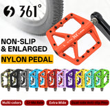 361 ° Mountain Bike Pedals MTB Pedals Flat, Adult Bicycle Road Bike Large Platform Nylon Non-Slip Pedal for Gravel Bike/Hybrid Bike 9/16"