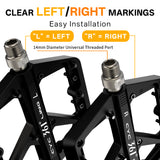 361 ° Mountain Bike Pedals MTB Pedals Flat, Adult Bicycle Road Bike Large Platform Nylon Non-Slip Pedal for Gravel Bike/Hybrid Bike 9/16"
