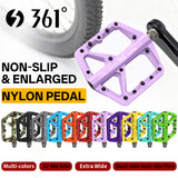 361 ° Mountain Bike Pedals MTB Pedals Flat, Adult Bicycle Road Bike Large Platform Nylon Non-Slip Pedal for Gravel Bike/Hybrid Bike 9/16"