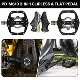 361 °  Mountain Bike Pedals PD-M680 Clip in Clipless Flat Combo Dual Sided - Road Bike MTB Sealed Bearing Bicycle Clips Pedal Compatible with Shimano SPD Cleats