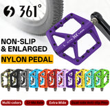 361 ° Mountain Bike Pedals MTB Pedals Flat, Adult Bicycle Road Bike Large Platform Nylon Non-Slip Pedal for Gravel Bike/Hybrid Bike 9/16"