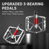 361 ° MTB Flat Pedals Mountain Bike Pedals, 3 Bearings CNC Adult Road Bike Pedals, Bicycle Platform Aluminum Alloy Non-Slip Pedal  9/16"