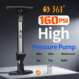 361° YQ-60E 160PSI High Pressure Bike Floor Pump with Gauge