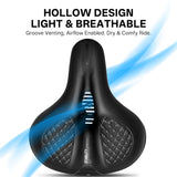 361° Comfortable Bike Seat Cushion for Men Women Wide Bicycle Saddle Soft Memory Foam Padded Replacement Seats Fit for Peloton, Exercise Bikes, Ebike,Cruiser