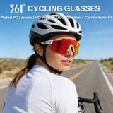 361° Cycling Sunglasses for Men Women, HD Polarized Sports Glasses with UV400 Protection, Lightweight Wraparound Shield Eyewear for Road Bike Riding, MTB, Running, Fishing