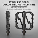 361° Aluminum Alloy Bike Pedals, 3-Bearing Mountain Bike Platform Pedals with Carbon Fiber Bushing & Chromoly Axle, Lightweight Durable Flat Pedals for MTB, Road, Hybrid Bikes