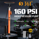 361° YQ-6032B 160PSI High Pressure Bike Floor Pump with Gauge