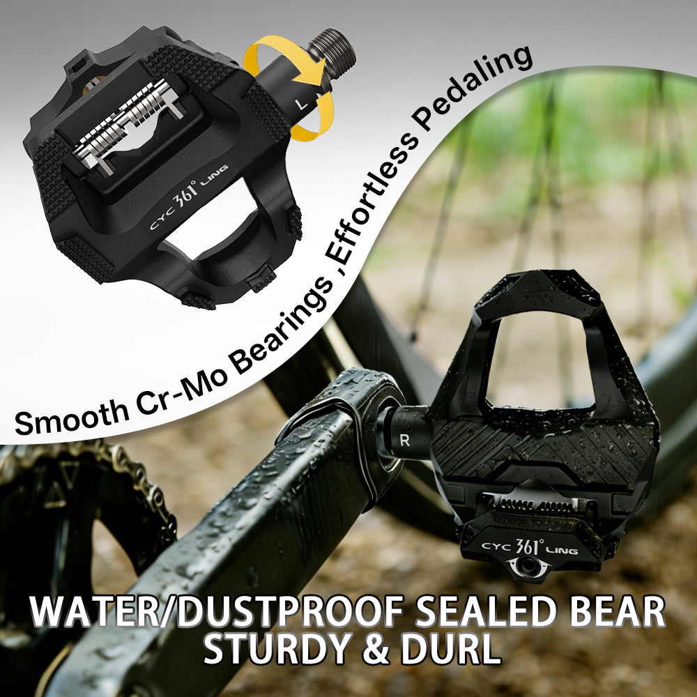 361° Road Bike Clipless Pedals Compatible with SPD-SL Cleats Flat Combo Dual Sides -Carbon Fiber Sealed Bearing Bicycle Pedal Ride with Sneakers/Cycling Shoes