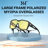 361° Polarized Over Glasses Sunglasses for Men Women, Fit Over Prescription Glasses, Large Frame Myopia Sunglasses, Lightweight Comfort Fit for Driving, Fishing, Sports