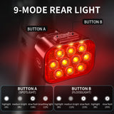 X10-500 10 LED 8+9 Modes Rechargeable Bike Headlight and Taillight