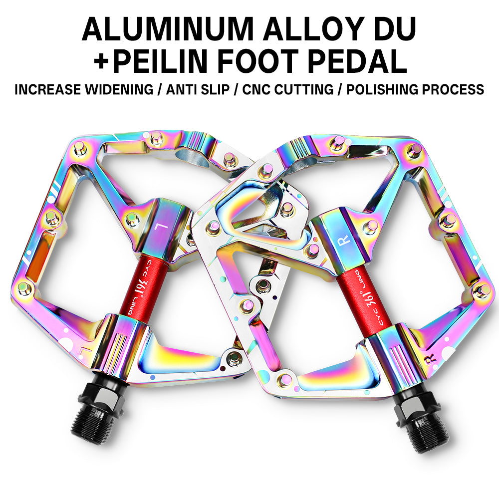 361° Wide Platform Bike Pedals, Aluminum Alloy Flat Pedals with Anti-Slip Pins, Smooth DU+Peilin Bearing System, Lightweight & Durable Design for MTB, Mountain, Commuter & Road Biking