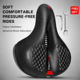 361° Comfortable Bike Seat Cushion for Men Women Wide Bicycle Saddle Soft Memory Foam Padded Replacement Seats Fit for Peloton, Exercise Bikes, Ebike,Cruiser