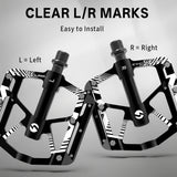 361 ° MTB Flat Pedals Mountain Bike Pedals, 3 Bearings CNC Adult Road Bike Pedals, Bicycle Platform Aluminum Alloy Non-Slip Pedal  9/16"
