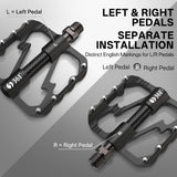 361° Aluminum Alloy Bike Pedals, 3-Bearing Mountain Bike Platform Pedals with Carbon Fiber Bushing & Chromoly Axle, Lightweight Durable Flat Pedals for MTB, Road, Hybrid Bikes