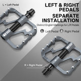 361° Aluminum Alloy Bike Pedals, 3-Bearing Mountain Bike Platform Pedals with Carbon Fiber Bushing & Chromoly Axle, Lightweight Durable Flat Pedals for MTB, Road, Hybrid Bikes