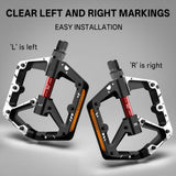 361° Wide Platform Bike Pedals, Aluminum Alloy Flat Pedals with Anti-Slip Pins, Smooth DU+Peilin Bearing System, Lightweight & Durable Design for MTB, Mountain, Commuter & Road Biking
