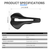 361° YQ-GS800 3D Printed Bike Saddle - Bicycle Nylon 143 2455 mm Bike Seat for Road Bike Mountain Bike Cycling - MTB Gravel Bike Men Women Comfortable Saddles