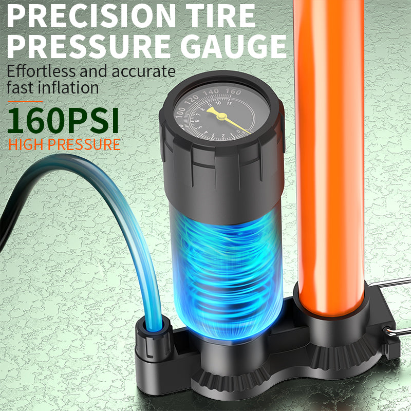 361° YQ-6032B 160PSI High Pressure Bike Floor Pump with Gauge