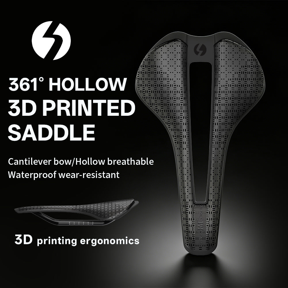 361° YQ-GS800 3D Printed Bike Saddle - Bicycle Nylon 143 2455 mm Bike Seat for Road Bike Mountain Bike Cycling - MTB Gravel Bike Men Women Comfortable Saddles