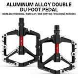 361° Wide Platform Bike Pedals, Aluminum Alloy Flat Pedals with Anti-Slip Pins, Smooth DU+Peilin Bearing System, Lightweight & Durable Design for MTB, Mountain, Commuter & Road Biking