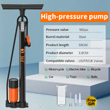 361° YQ-37B 160PSI High Pressure Floor Pump With Gauge