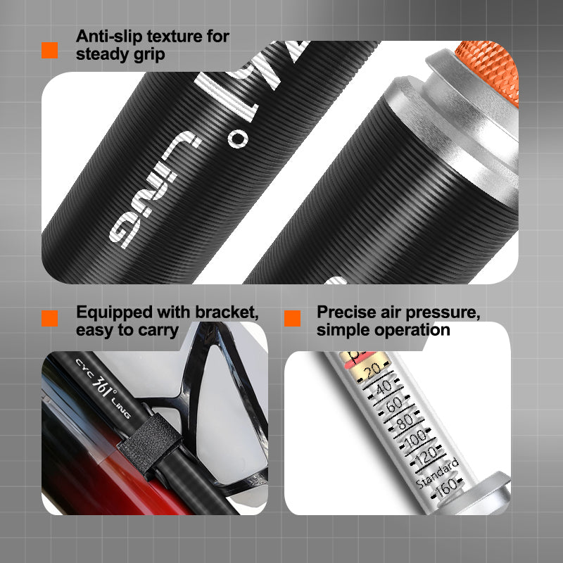 361° YQ-MBP-02 Mini Portable Air Pump With Spring Pressure Gauge 160PSI