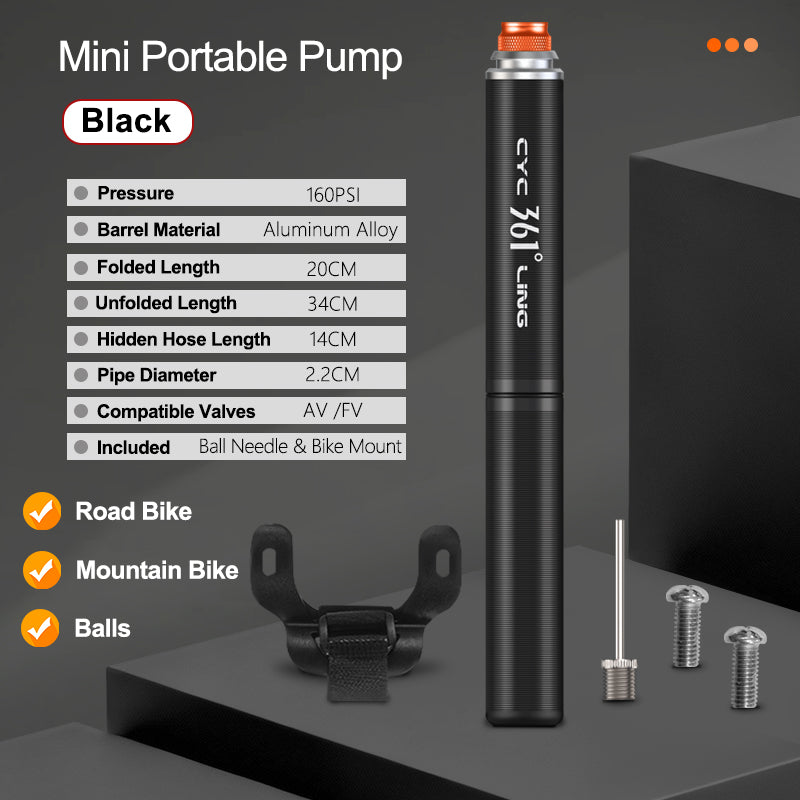 361° YQ-MBP-01 Mini Portable Air Pump High Pressure Max 160PSI